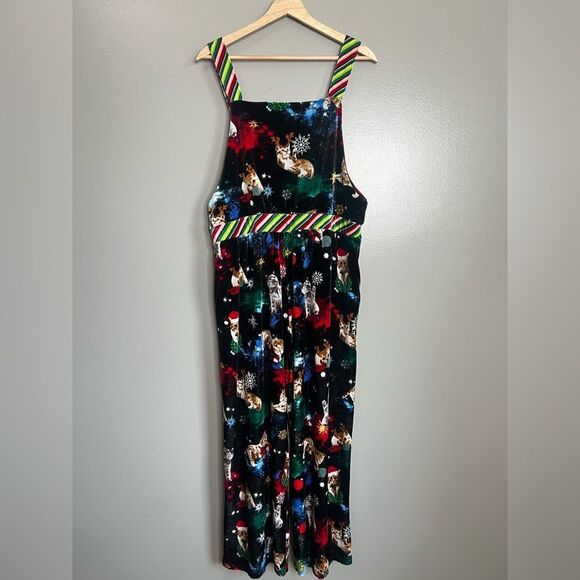 No Boundaries velvet jumpsuit cat Holiday graphic Christmas Party cozy wacky - Picture 3 of 7